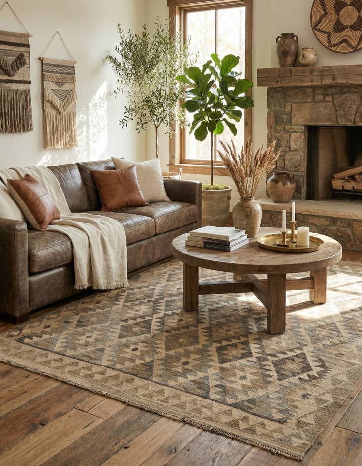 Detail image of  5' 2 x 6' 7  Hand Woven Kilim Maymana Wool Rug