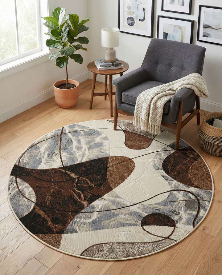 4' x 4' Easy-Clean Modern Indoor / Outdoor Round Rug