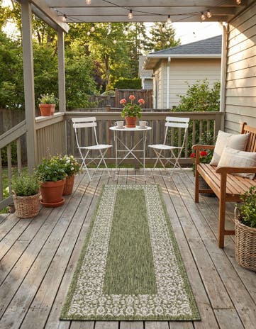 2' x 8' Easy-Clean Border Indoor / Outdoor Runner Rug