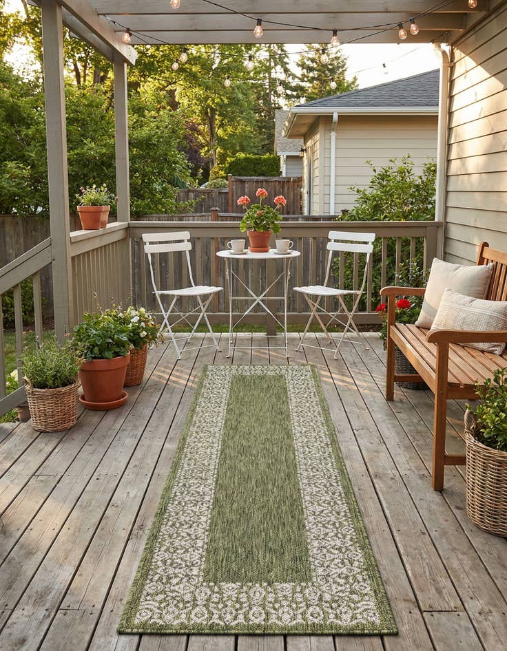 Detail image of 2' x 8'  Washable Border Indoor / Outdoor Runner Rug