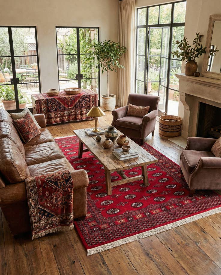 Detail image of 6' 1 x 9' 1 Hand Knotted Afghan Ersari Wool Rug