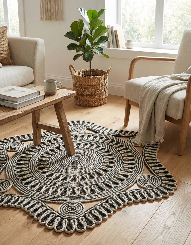 Detail image of 3' 1 x 3' 1  Hand Braided Jute Round Rug