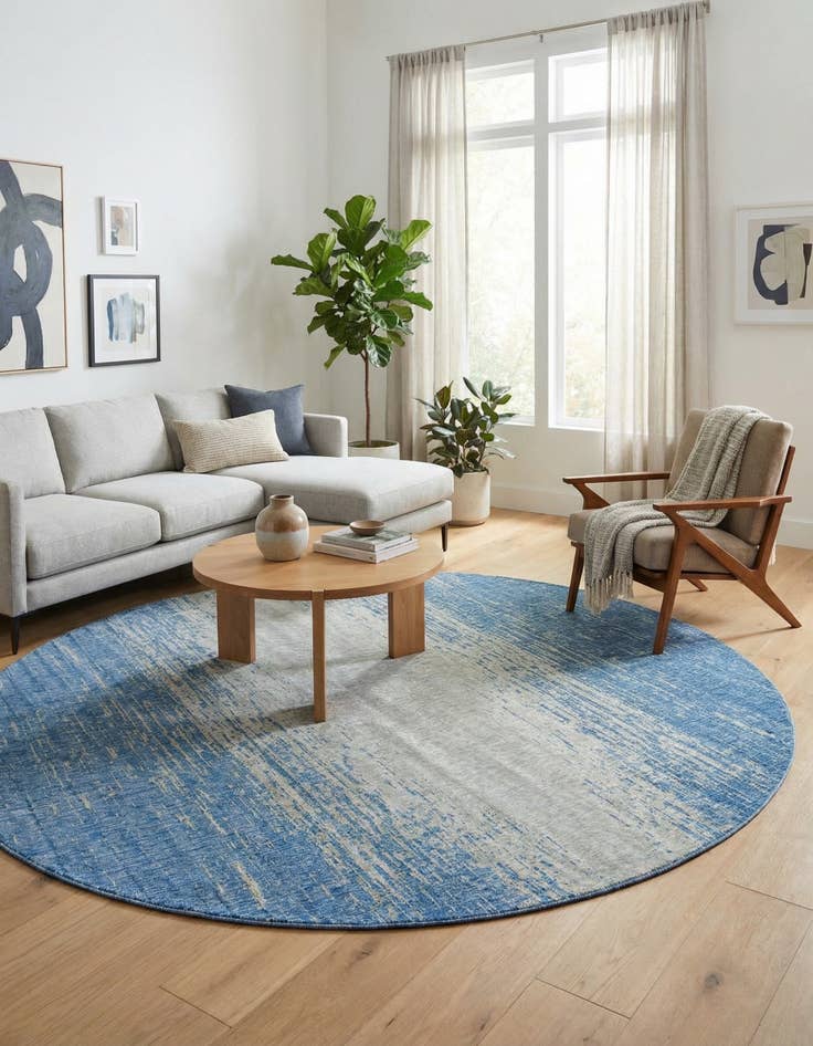 Detail image of 10' 8 x 10' 8 Easy-Clean Modern Indoor / Outdoor Round Rug