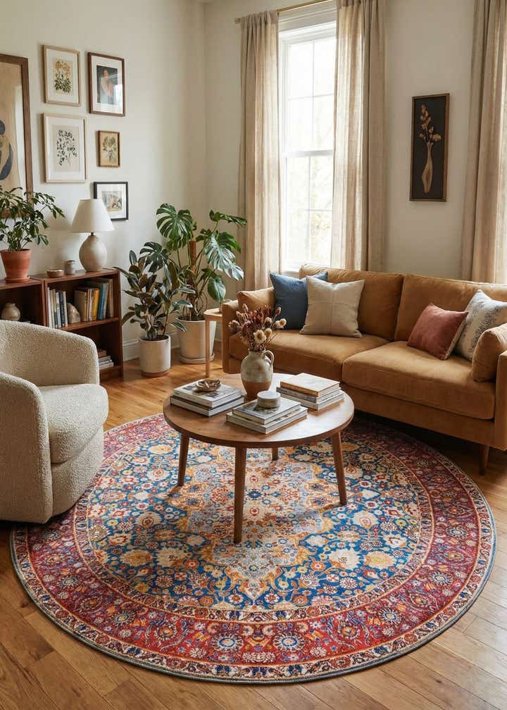 7' 7 x 7' 7 Washable Timeless Round Rug