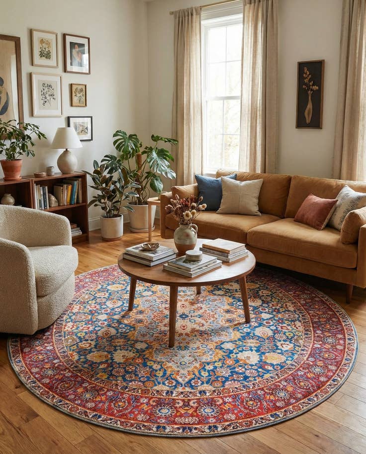 Detail image of 7' 7 x 7' 7 Washable Timeless Round Rug