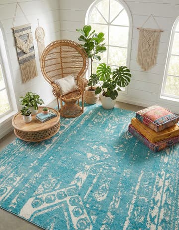 Light Blue Lennon Square Rug