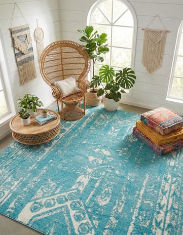 Light Blue Lennon Square Rug
