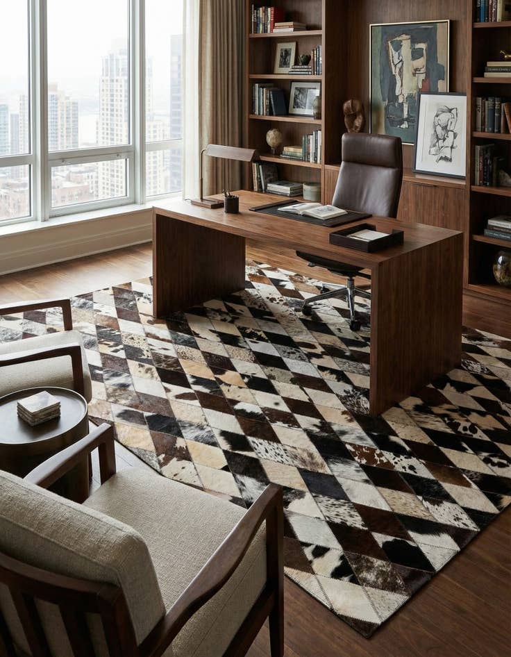 Detail image of 4' x 5' 10 Cowhide Stocks Rug