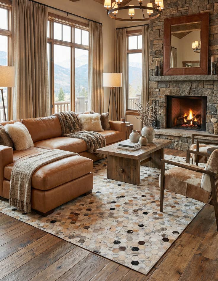 Detail image of 5' 1 x 7' 9 Cowhide Stocks Rug