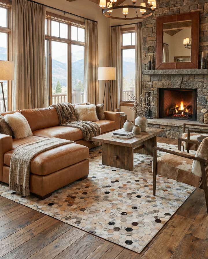 5' 1 x 7' 9 Cowhide Stocks Rug