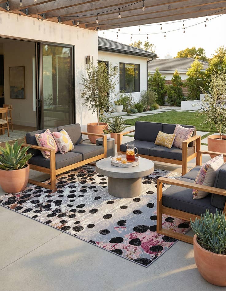 Detail image of 10' x 10' Easy-Clean Modern Indoor / Outdoor Square Rug