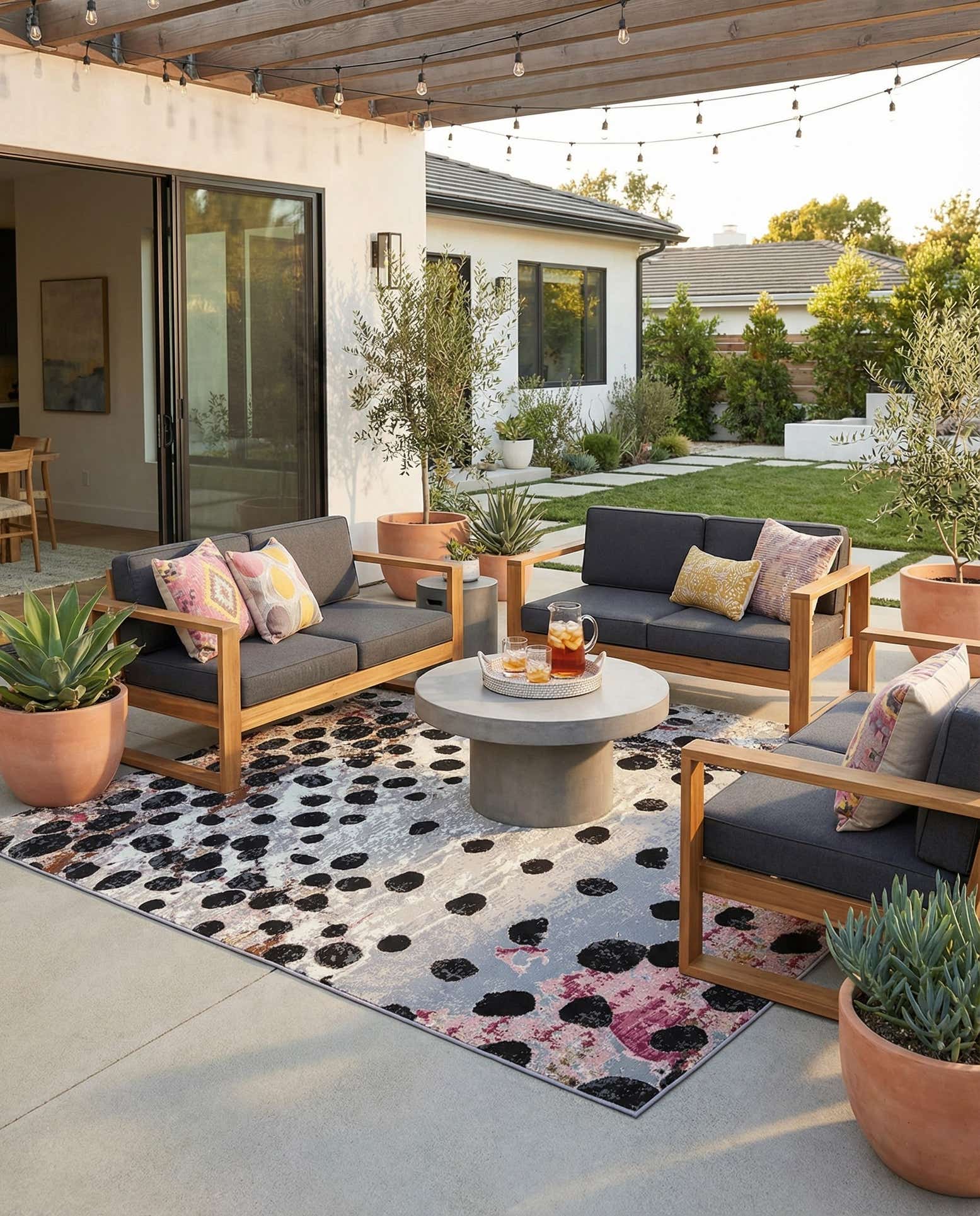 10' x 10' Easy-Clean Modern Indoor / Outdoor Square Rug