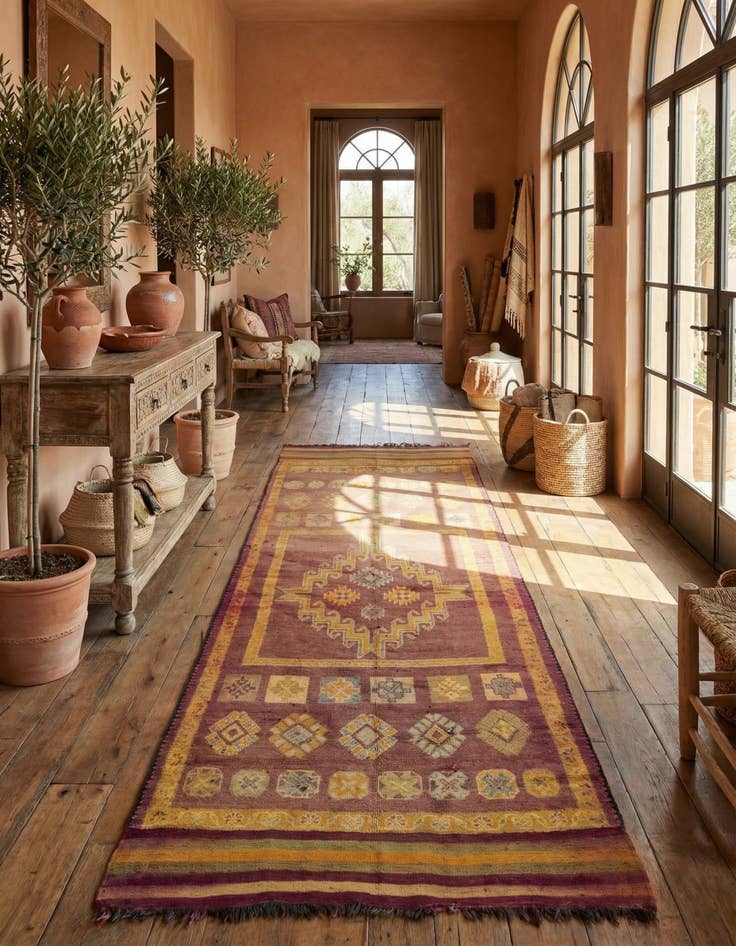 Detail image of 6' 4 x 16'  Hand Knotted Moroccan Wool Runner Rug