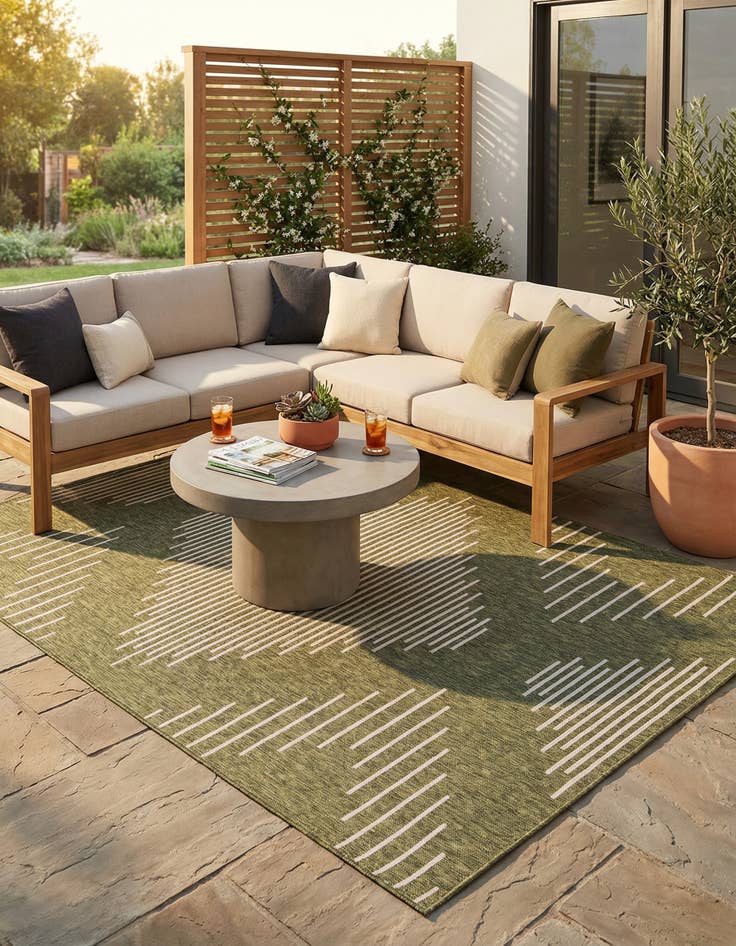 Detail image of  7' x 10'  Washable Modern Indoor / Outdoor Rug