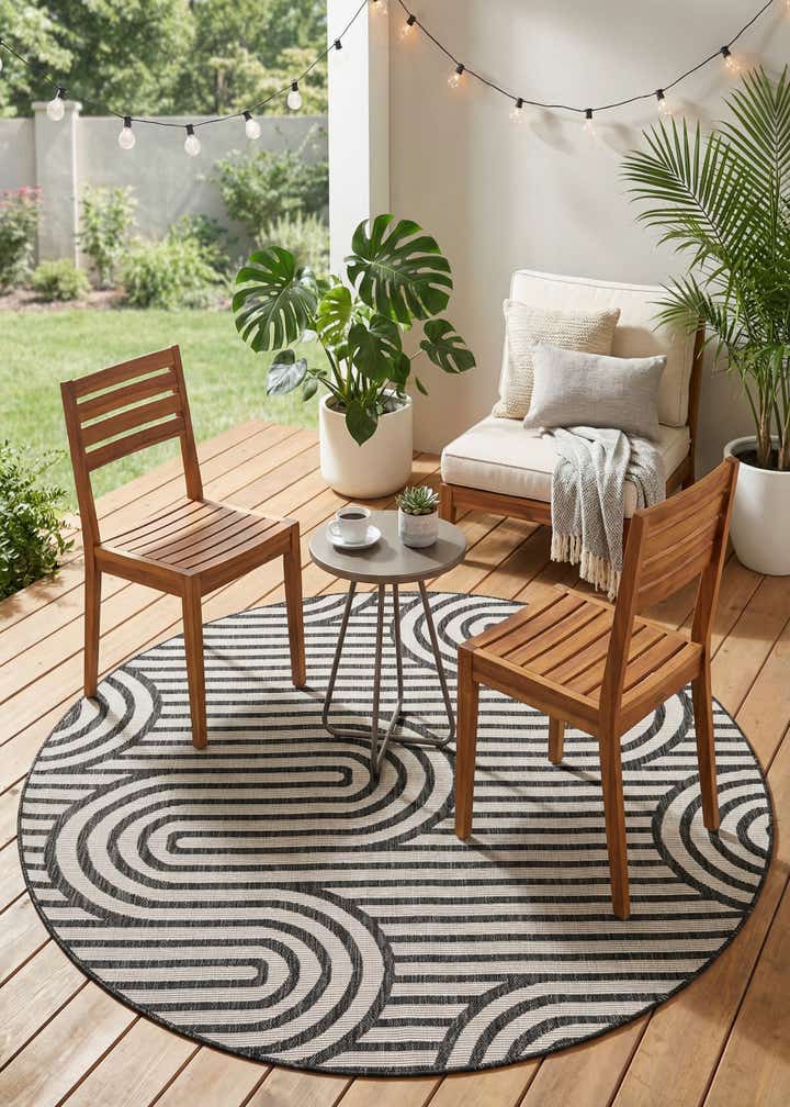 6' x 6' Easy-Clean Modern Indoor / Outdoor Round Rug