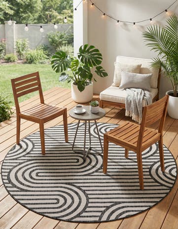 6' x 6' Easy-Clean Modern Indoor / Outdoor Round Rug