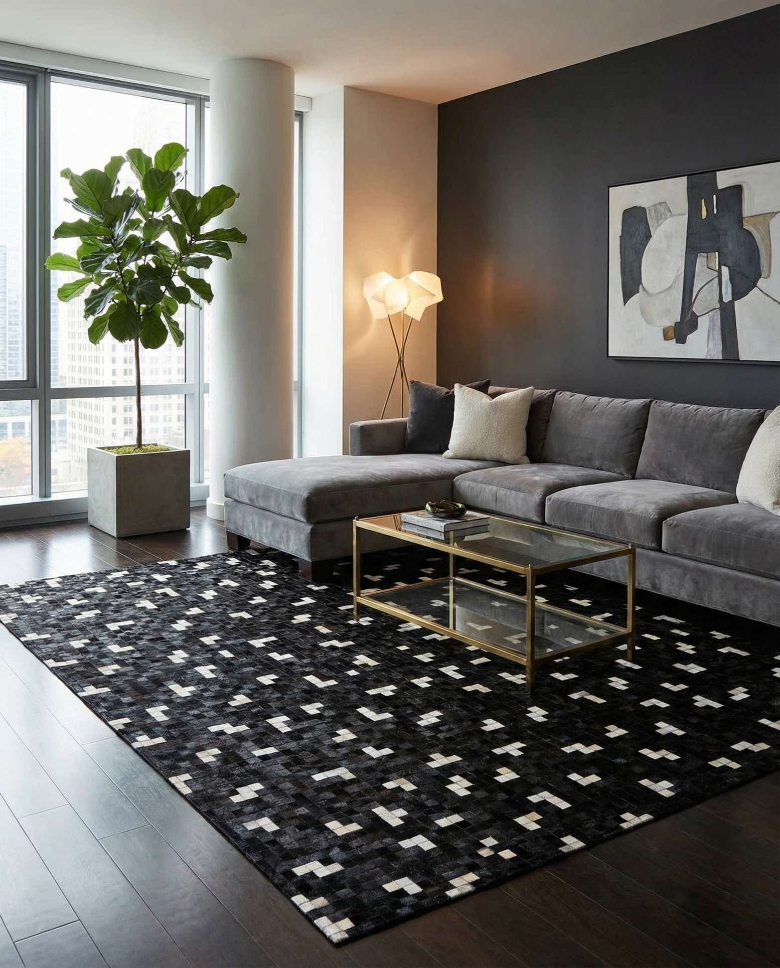 7' 11 x 9' 10 Cowhide Stocks Rug