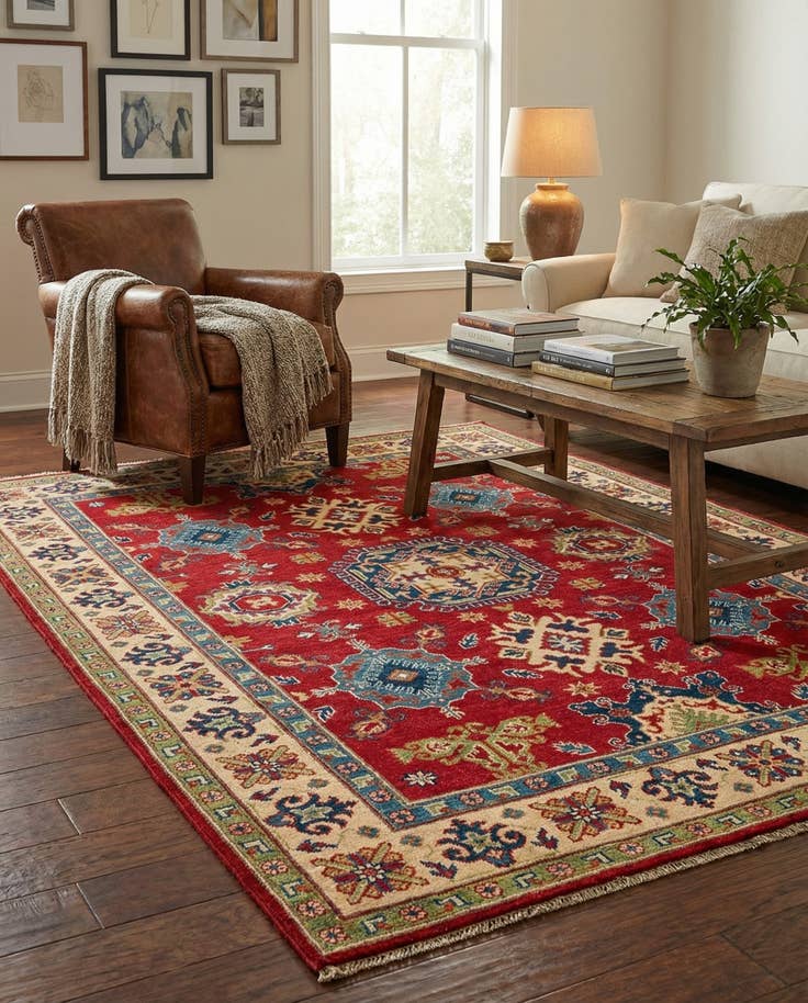 Detail image of 4' 10 x 6' 7 Hand Knotted Kazak Rug