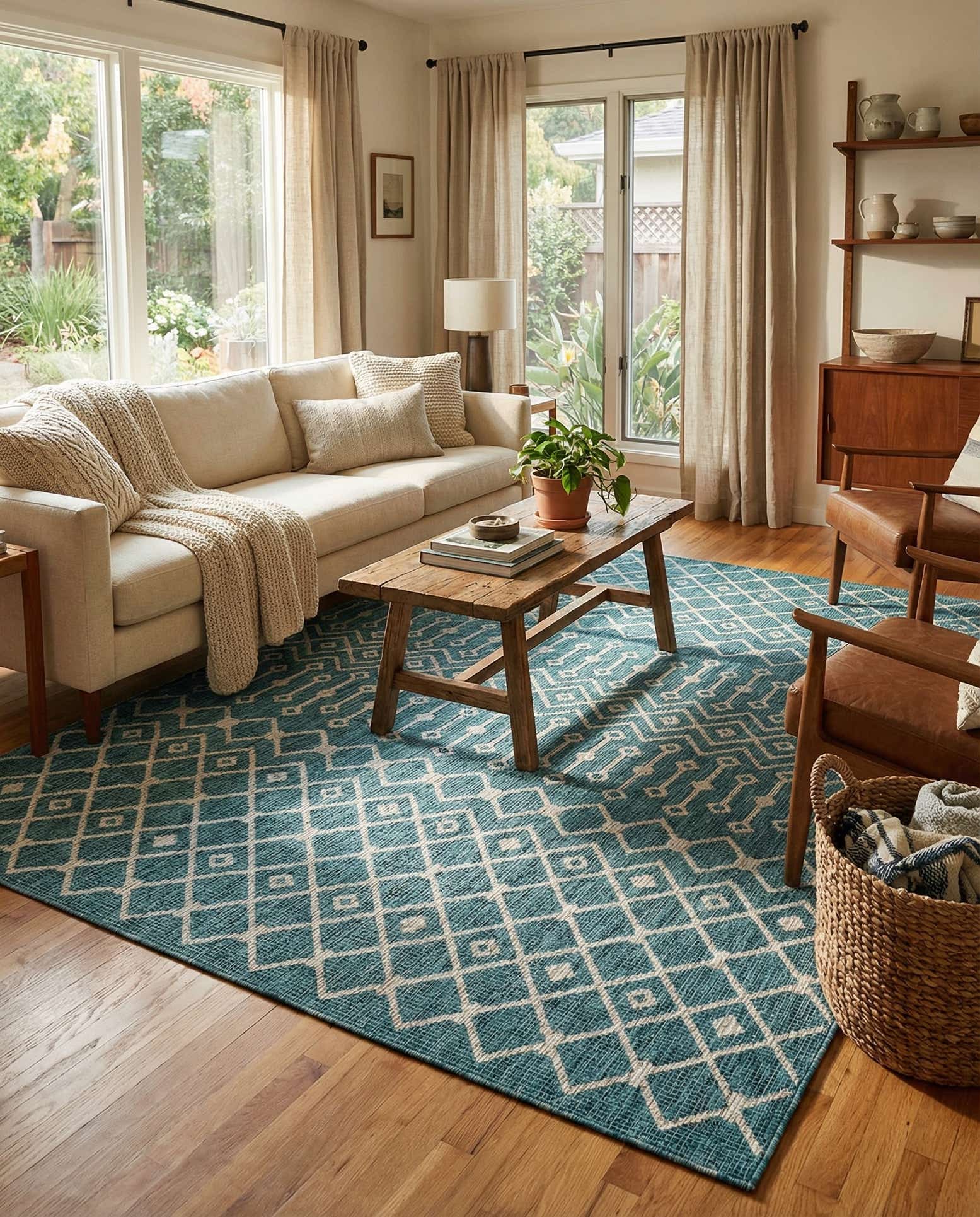 7' 10 x 11' Easy-Clean Trellis Indoor / Outdoor Rug