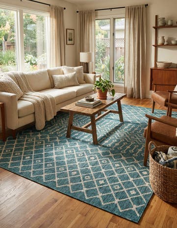 7' 10 x 11' Easy-Clean Lattice Indoor / Outdoor Rug