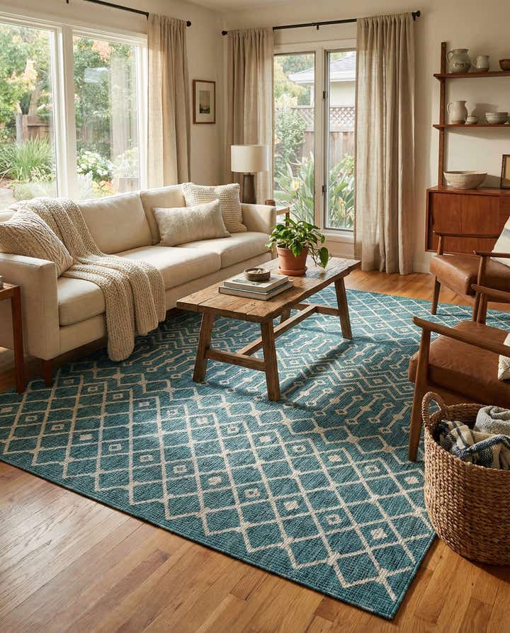 7' 10 x 11' Easy-Clean Trellis Indoor / Outdoor Rug
