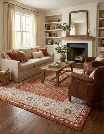 Rust Red Charlotte Square Rug