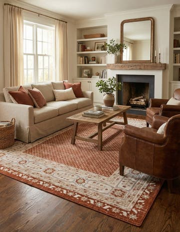 Rust Red Charlotte Square Rug
