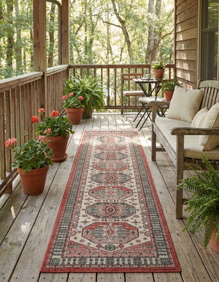 Detail image of 2' 7 x 10'  Washable Traditional Indoor / Outdoor Runner Rug