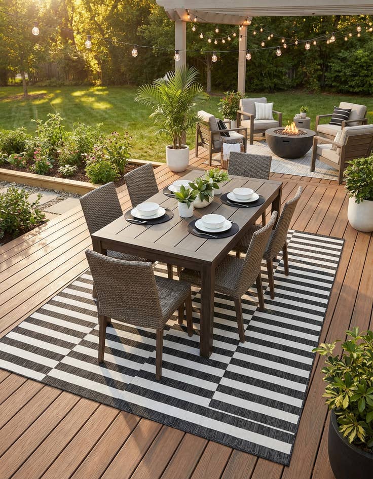 Detail image of  9' x 12'  Washable Ribbon Indoor / Outdoor Rug