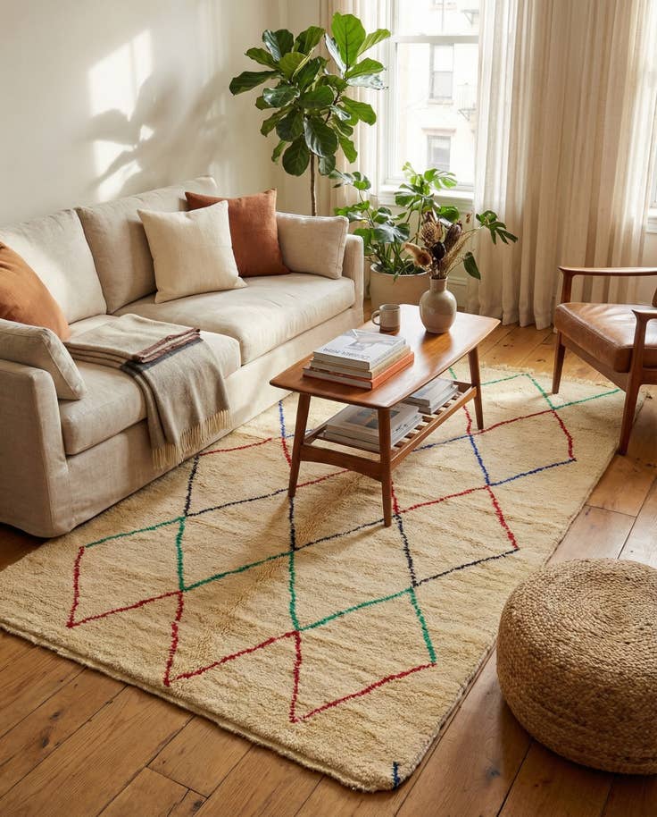 Detail image of 5' 1 x 8' 2 Hand Knotted Moroccan Wool Rug