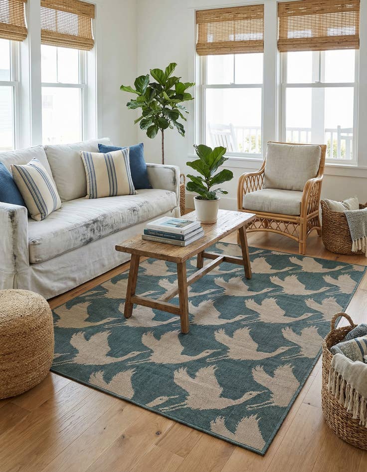 Detail image of  4' x 6'  Washable Coastal Indoor / Outdoor Rug