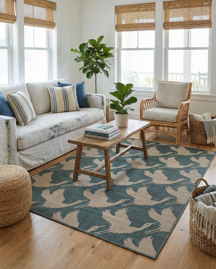 Detail image of 4' x 6' Easy-Clean Coastal Indoor / Outdoor Rug