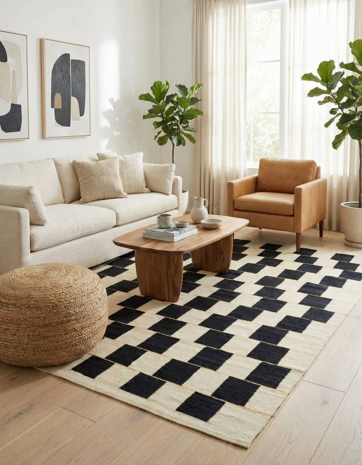 Detail image of 6' 2 x 7' 8  Hand Woven Kilim Modern Wool Rug