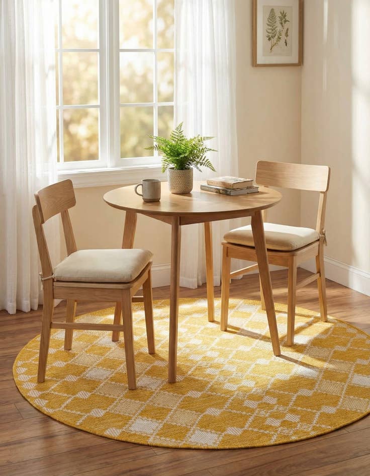 Detail image of 4' x 4'  Washable Trellis Indoor / Outdoor Round Rug