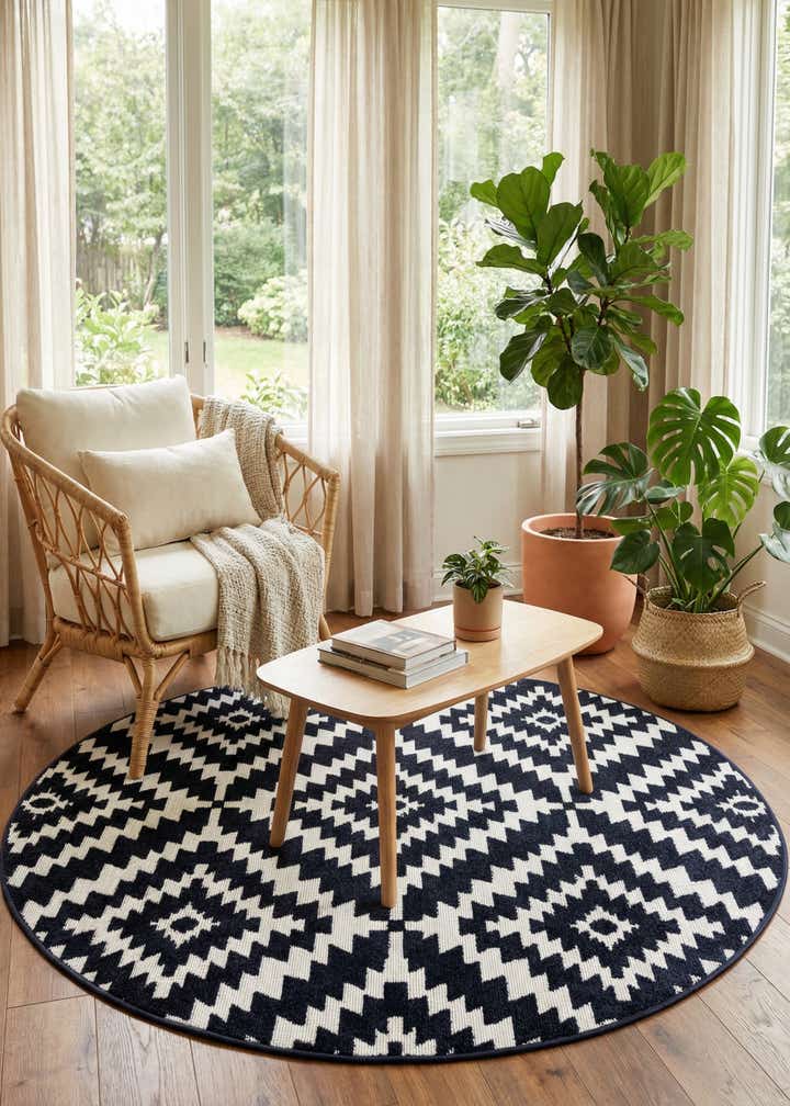 5' x 5' Easy-Clean Sabrina Soto Indoor / Outdoor Round Rug