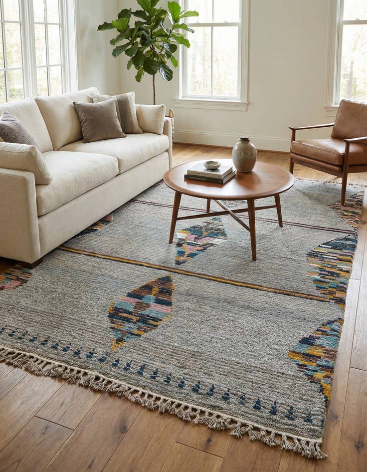 Detail image of 6' 2 x 8' 9  Hand Knotted Moroccan Wool Rug