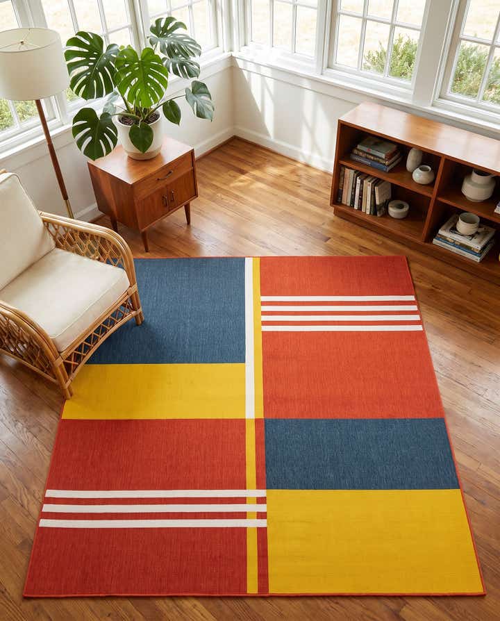 7' 10 x 7' 10 Easy-Clean Modern Indoor / Outdoor Square Rug