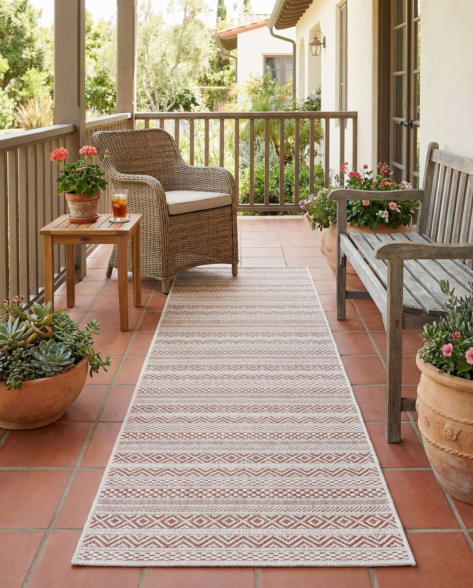 2' x 8' Easy-Clean Striped Indoor / Outdoor Runner Rug