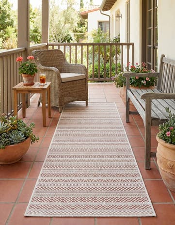 Red Easy-Clean Ribbon Indoor / Outdoor Runner Rug