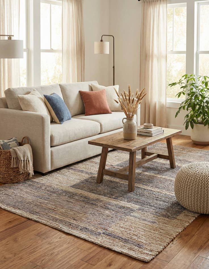 Detail image of 4' 1 x 6' Chenille Jute Rug