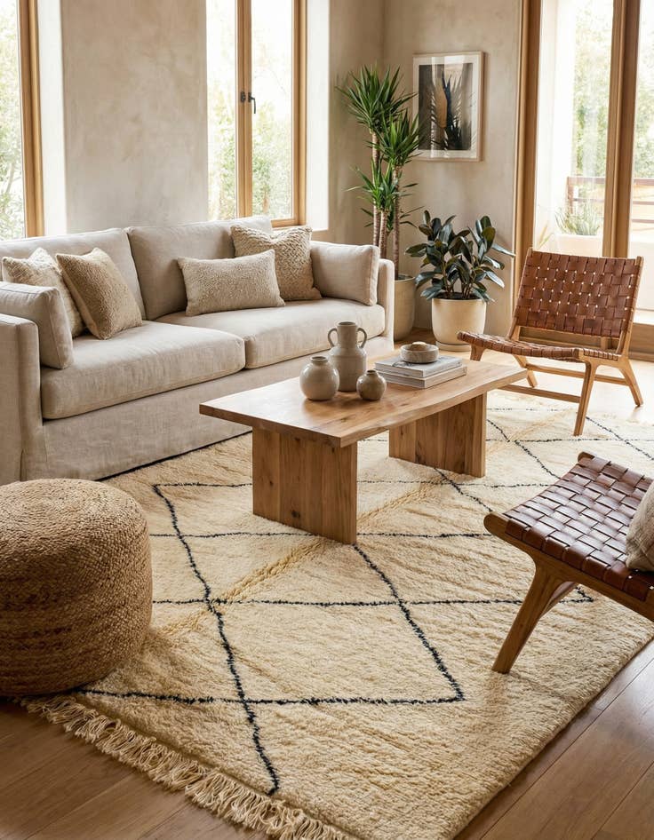 Detail image of 6' 5 x 10' 5  Hand Knotted Moroccan Wool Rug