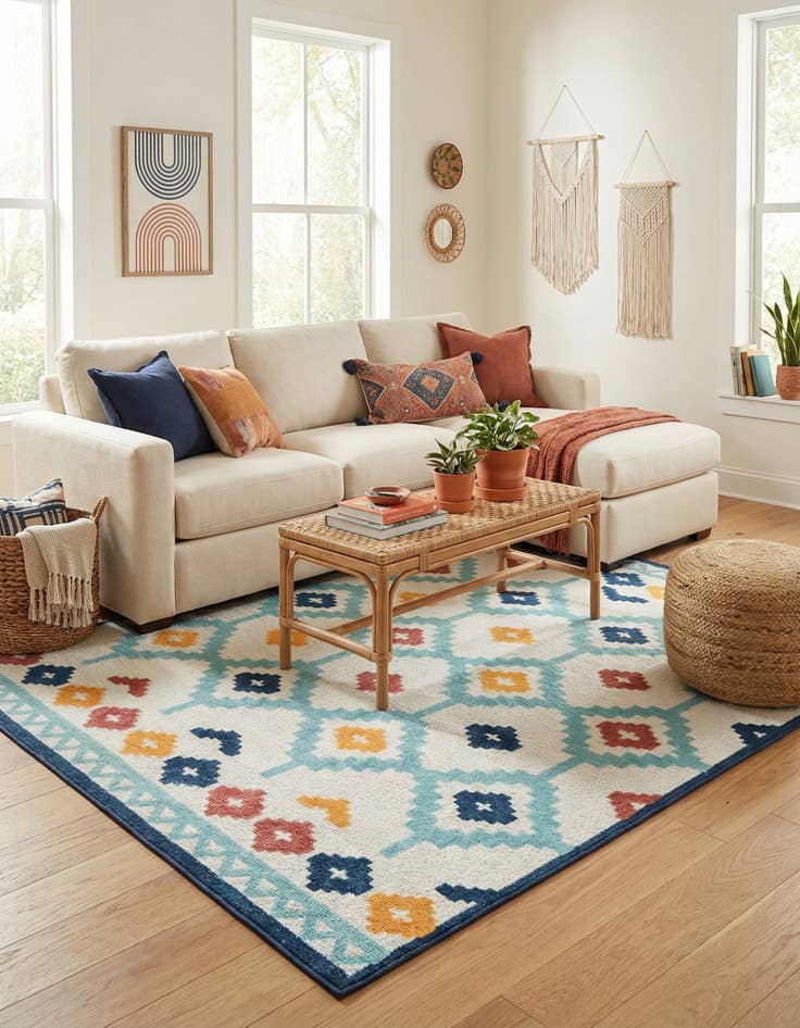 Detail image of 7' 10 x 10' Easy-Clean Belize Indoor / Outdoor Rug