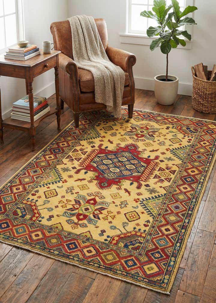 4' x 6' 2 Hand Knotted Kazak Rug