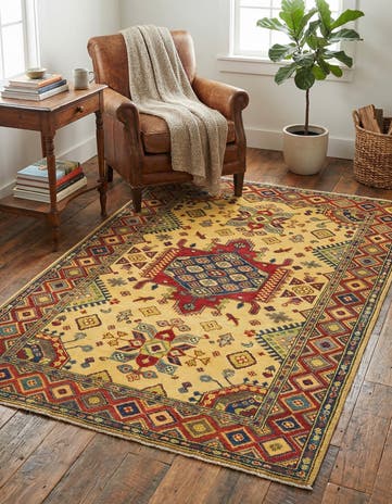 4' x 6' 2 Hand Knotted Kazak Rug