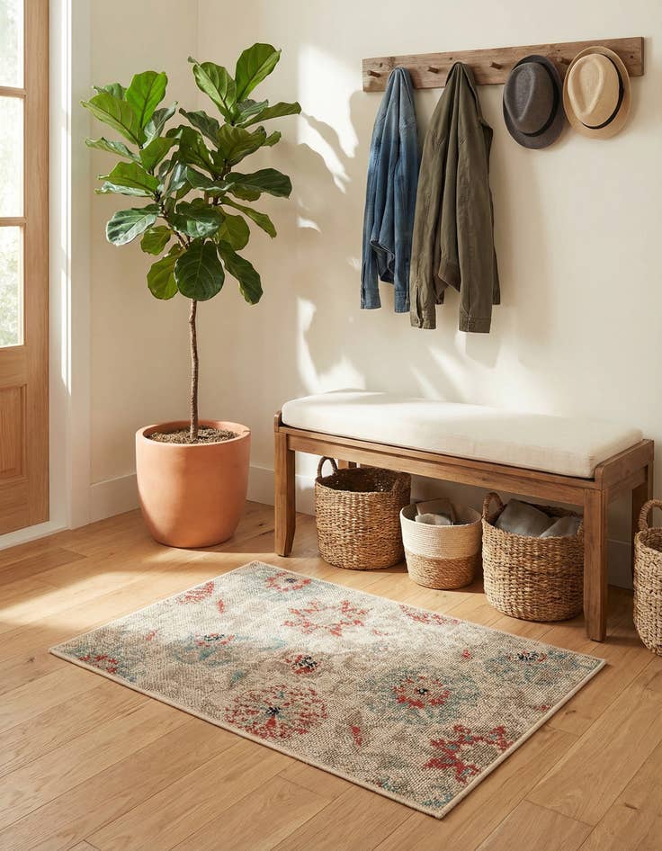 Detail image of 2' x 3' Easy-Clean Botanical Indoor / Outdoor Rug