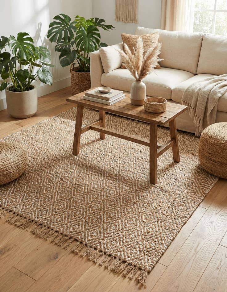 Detail image of  4' 1 x 6' 1  Hand Woven Braided Jute Rug