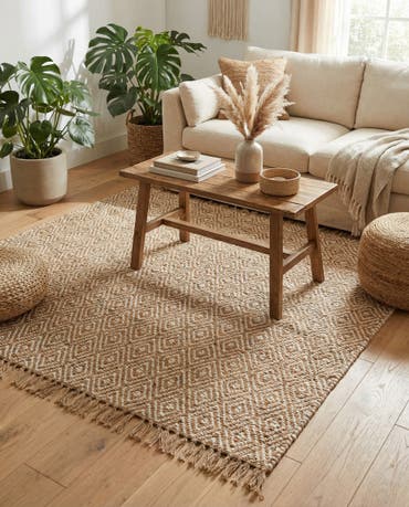  4' 1 x 6' 1  Hand Woven Braided Jute Rug