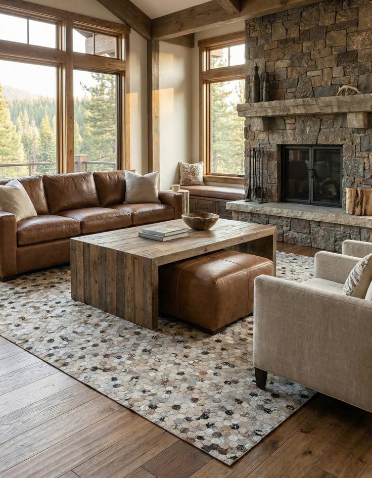 Detail image of 5' 3 x 7' 9 Cowhide Stocks Rug