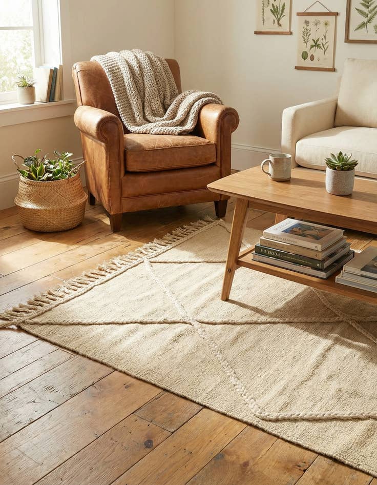 Detail image of 3' 6 x 4' 9  Hand Knotted Moroccan Wool Rug