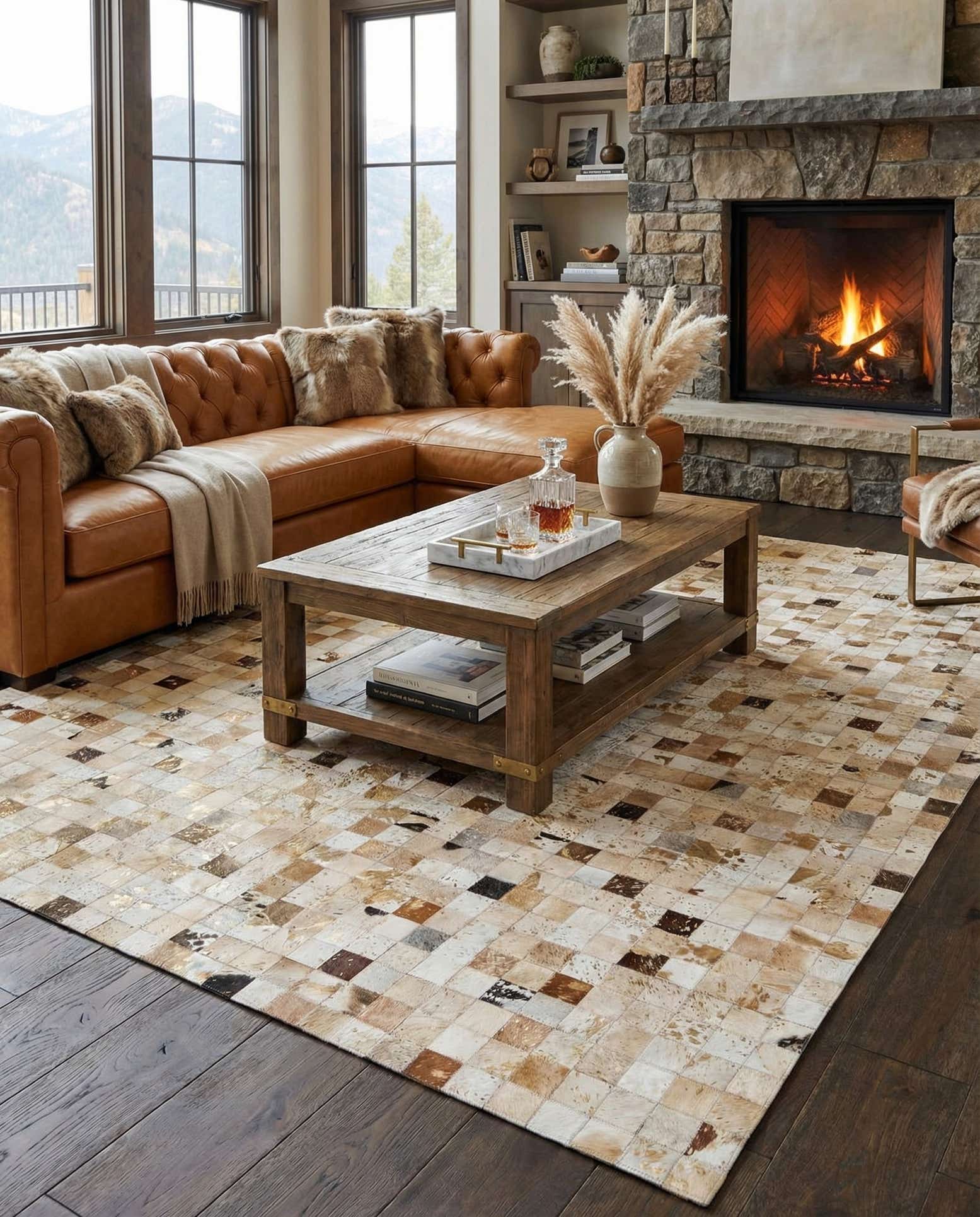7' 10 x 9' 9 Cowhide Stocks Rug